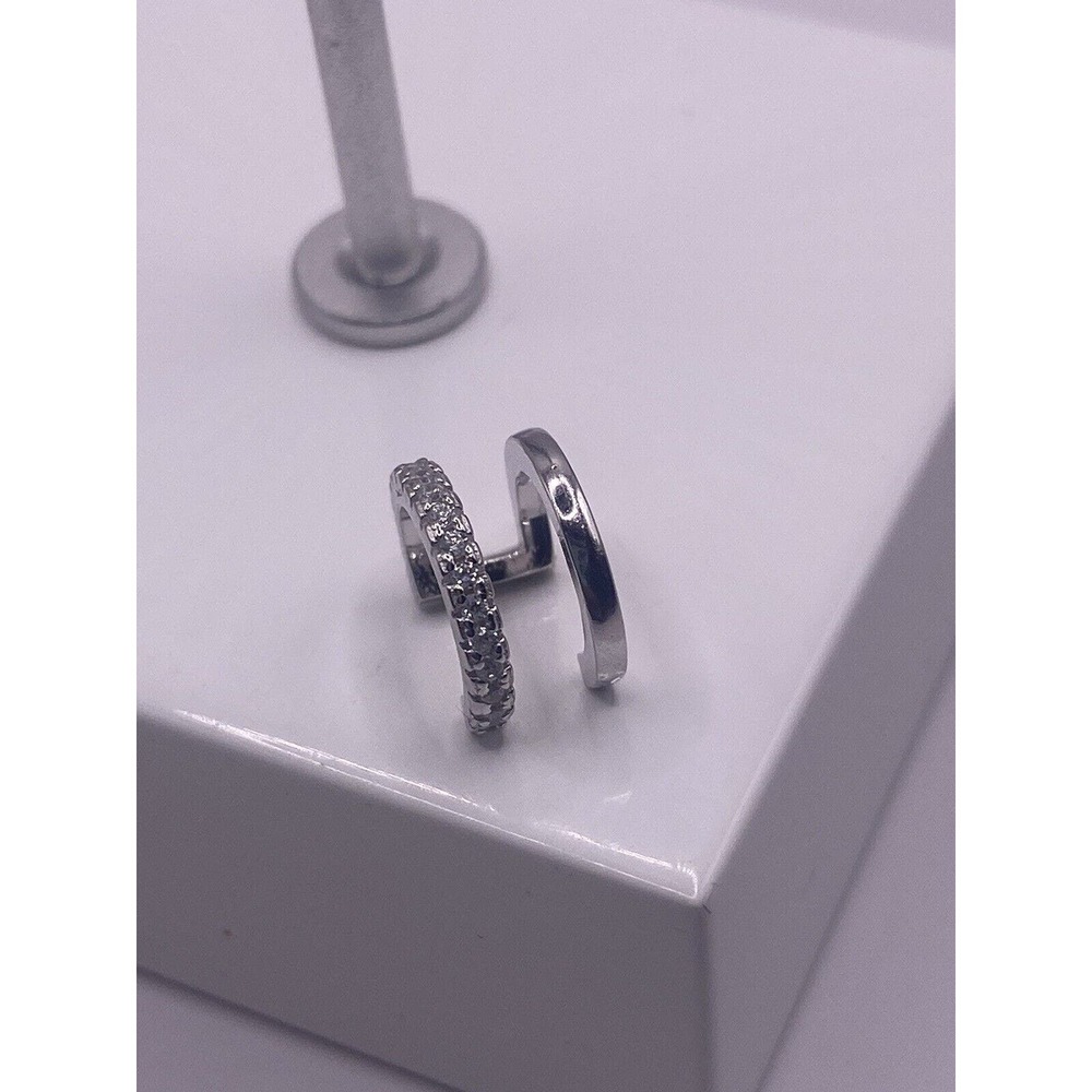 Double Hoop Style Earring Clip CZ